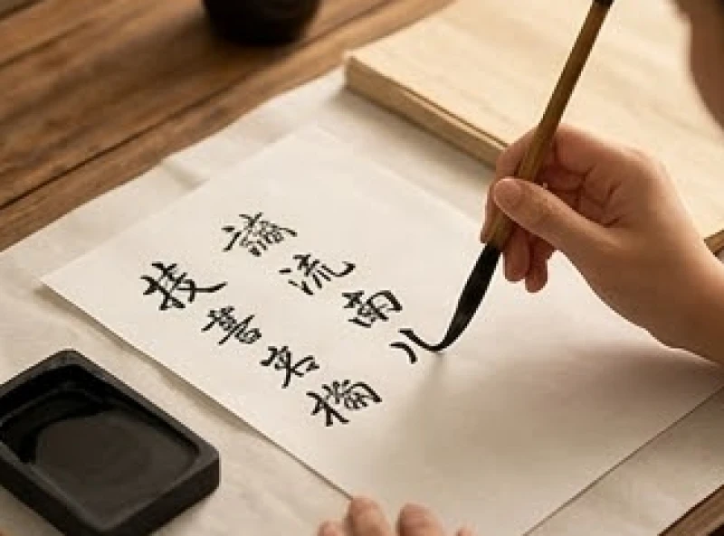 Đặt tên con sinh năm Ất Mùi 2015: Tên hay hợp mệnh và tuổi bố mẹ 9 Bàn tay cầm bút lông viết các bộ thủ Hán Việt cẩn thận trên giấy xuyến chỉ