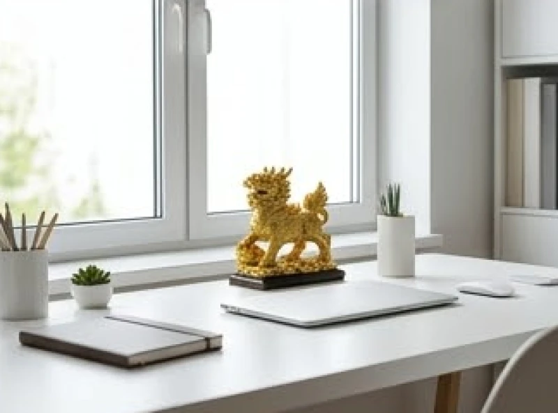 Bàn làm việc gọn gàng được bố trí nhìn ra cửa sổ đón trọn vẹn luồng sinh khí tốt lành mỗi ngày