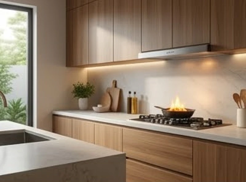 Không gian bếp tiện nghi với vị trí đặt mặt bếp hướng cát để chiêu tài lộc gia đạo
