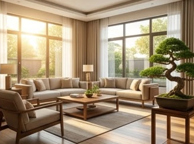 Không gian phòng khách ngập tràn ánh sáng đón luồng khí vượng tài