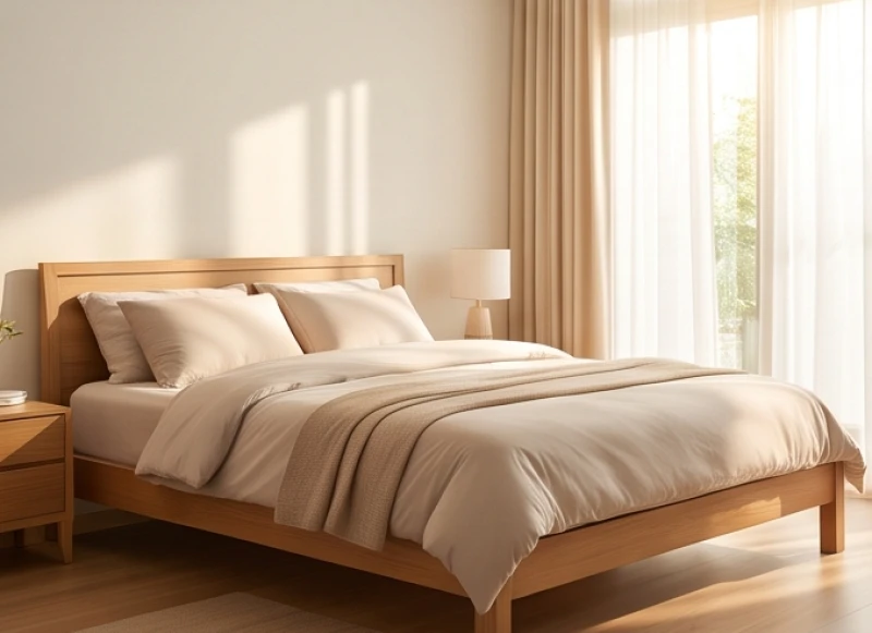 Đường tình duyên tuổi Ngọ: Mức độ hợp khắc và cách hóa giải 9 Giường ngủ gỗ được sắp xếp gọn gàng với bộ chăn ga gối đệm êm ái đón nhận nhiều ánh sáng tự nhiên rực rỡ