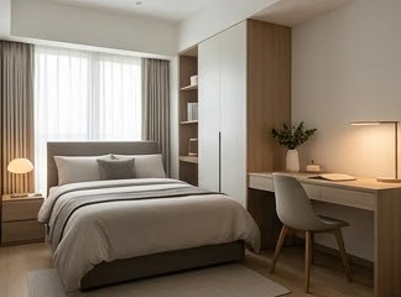 Giường ngủ kết hợp bàn làm việc hợp phong thủy trong không gian phòng studio của Gen Z