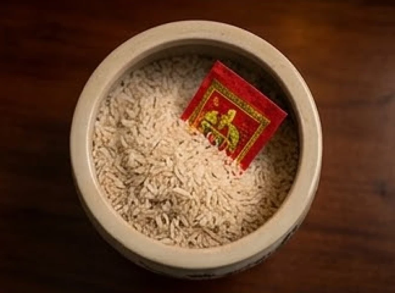 Lớp tro nếp thơm và gói cốt thất bảo đang được cẩn thận đặt vào trong lòng chiếc bát hương gốm mới