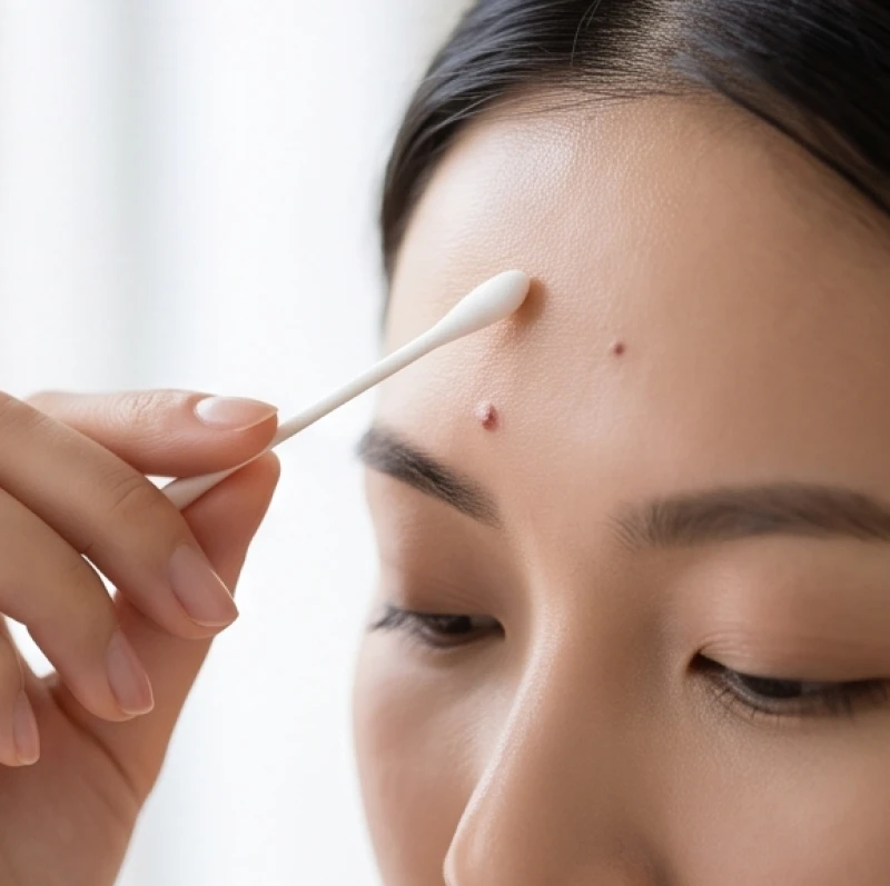 Dùng tăm bông nhẹ nhàng thoa một lớp mỏng kem tái tạo lên vùng da vừa mới thực hiện tẩy nốt ruồi