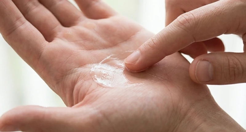 Lớp thuốc mỡ mỏng được bôi đều lên vết thương hở trên lòng bàn tay để ngăn vi khuẩn xâm nhập