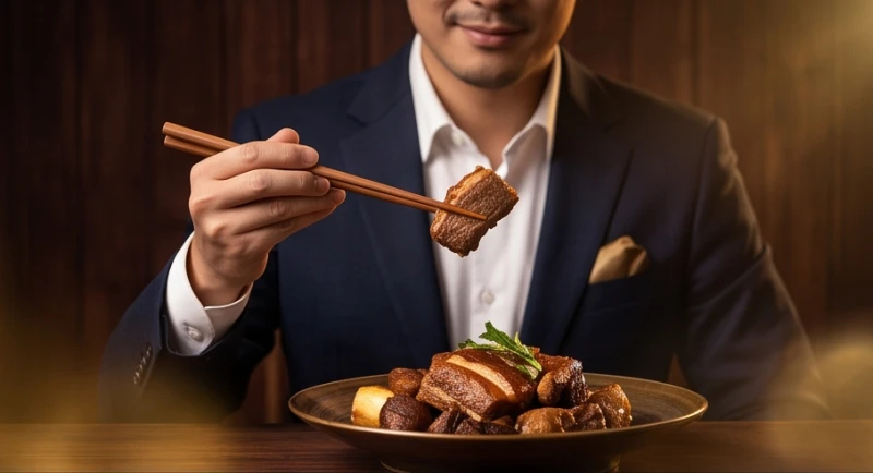 Mơ thấy ăn thịt rắn: Giải mã điềm hung cát & con số may mắn 2 Người đang thưởng thức bữa ăn ngon miệng thể hiện tham vọng và sức mạnh kiểm soát rắc rối