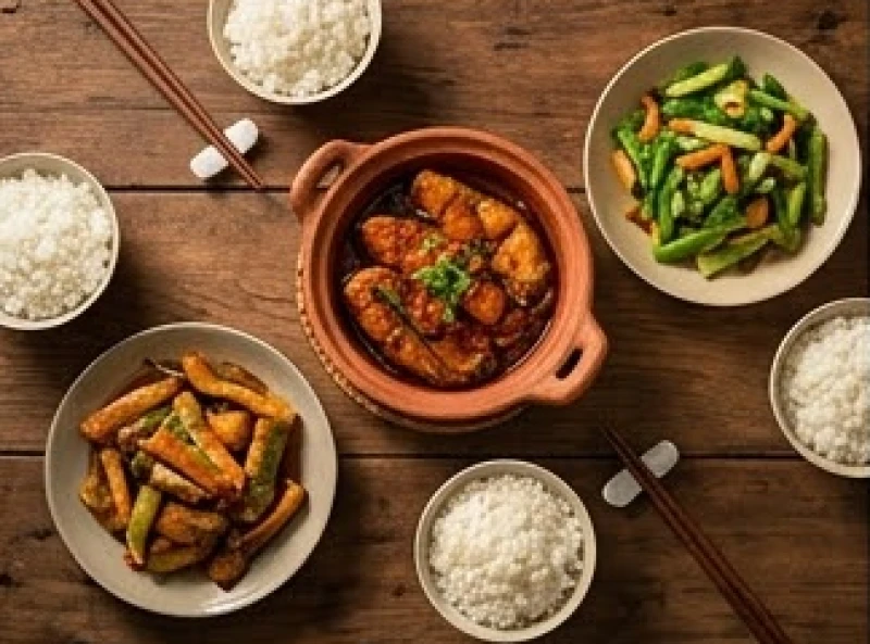 Bữa cơm gia đình truyền thống sum vầy với nhiều món ăn ngon lành mang lại cảm giác bình yên
