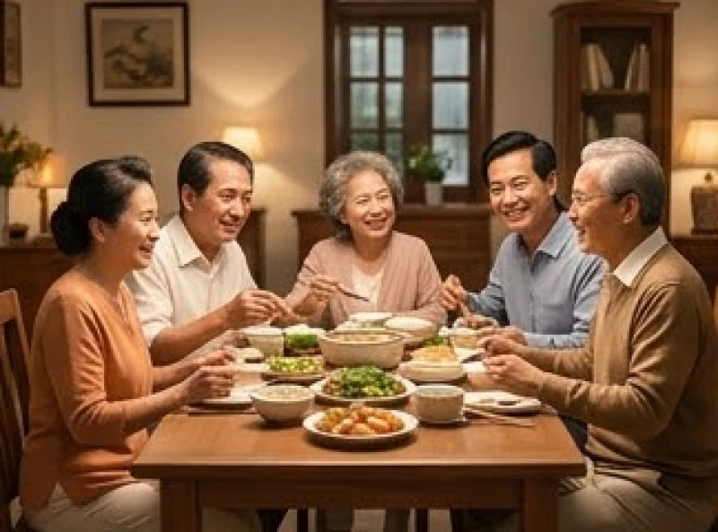 Gia đình đa thế hệ quây quần vui vẻ bên mâm cơm truyền thống ngập tràn tiếng cười