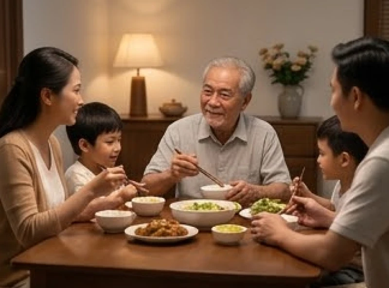 Bữa cơm gia đình ấm cúng truyền hơi ấm gia đạo cho người cao tuổi tìm hiểu tân tỵ 1941 mệnh gì