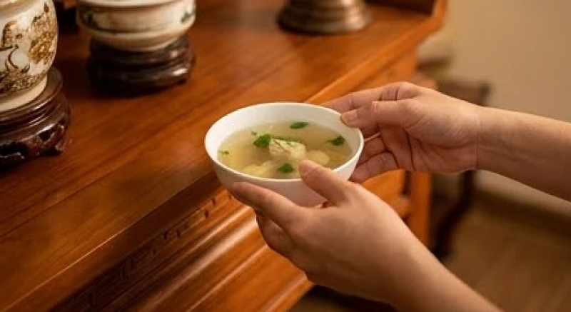 Văn khấn hạ lễ: Bài cúng chuẩn từng ban thờ và cách hóa vàng 7 Bưng bát canh và đồ mặn từ trên bàn thờ xuống bằng cả hai tay để tránh làm đổ vỡ