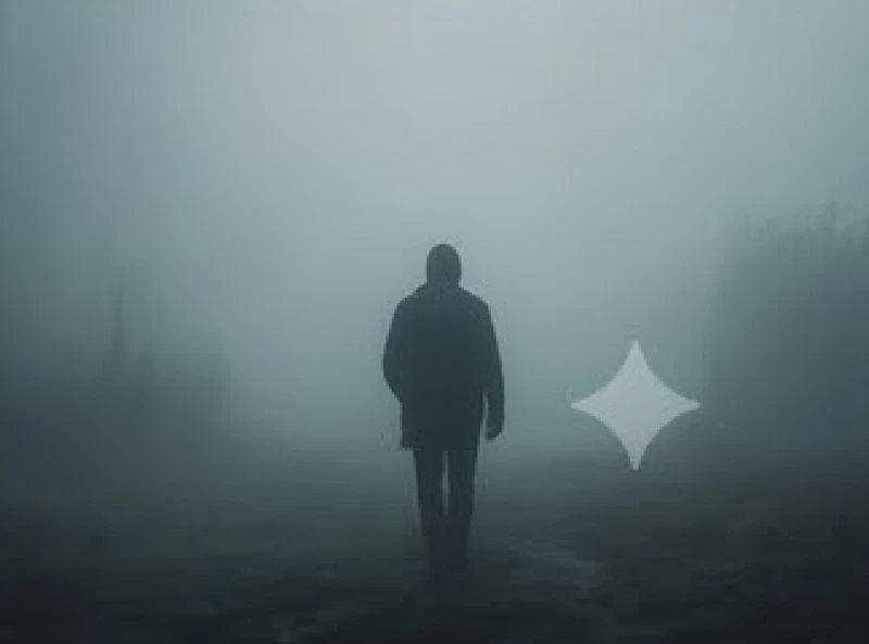 Bóng người đơn độc bước đi chầm chậm qua màn sương mù dày đặc tìm kiếm định hướng mới
