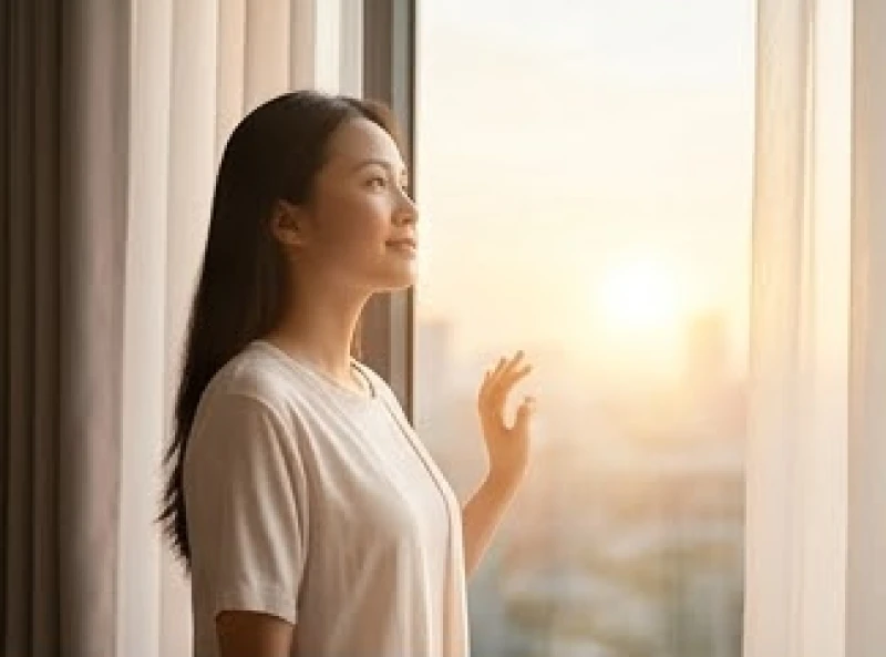 Mơ thấy người yêu cũ chết: Ý nghĩa bối cảnh & cách xử lý 1 Một cô gái đứng trước cửa sổ đón ánh nắng mai rực rỡ, tượng trưng cho sự buông bỏ để bắt đầu lại
