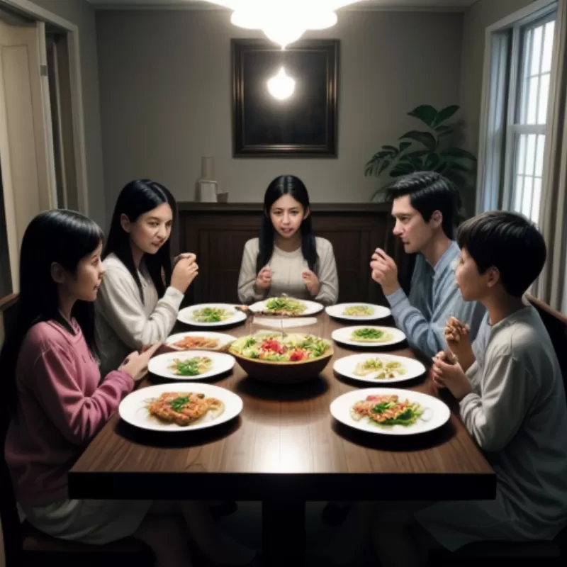 Cả gia đình cùng nhau ăn cơm