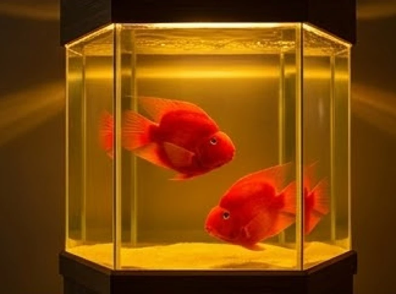 Bể cá phong thủy tuổi Tuất: Bảng tra 5 nạp âm và hướng đặt 7 Cặp cá Huyết Anh Vũ đỏ rực bơi lội trong hồ lục giác giúp cân bằng sự xung khắc của hành Hỏa