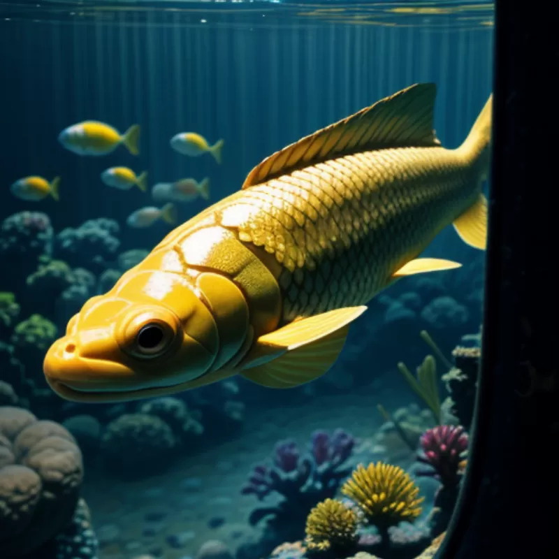 Cá lóc vàng trong bể nước