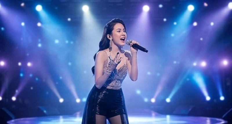 Mơ thấy người nổi tiếng: Ý nghĩa tâm lý, điềm báo và con số 3 Nữ ca sĩ trẻ tự tin cất cao giọng hát trên một sân khấu ngập tràn ánh sáng rực rỡ