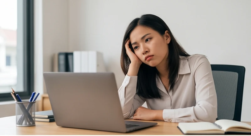 Nhân viên văn phòng cảm thấy mệt mỏi và mất định hướng khi dự án kéo dài thiếu đi sự đổi mới
