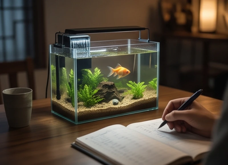 Bể cá mini đặt trên bàn phòng khách gia đình có liên hệ mật thiết với nguồn tài chính nội bộ