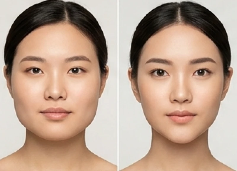 Đối chiếu sự khác biệt giữa mặt vuông tròn mềm mại và cấu trúc mặt cằm nhọn sắc sảo.