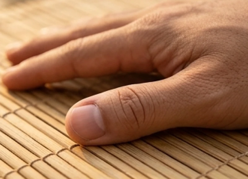 Cận cảnh một ngón tay cái ngắn và to tròn đại diện cho tính cách bộc trực và thiên về thực hành