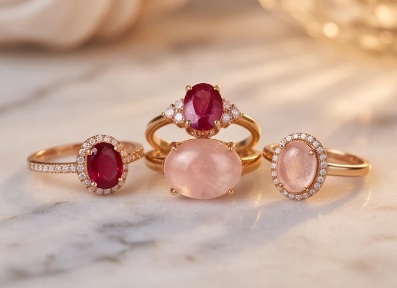 Đa dạng các mẫu nhẫn phong thủy tuổi dần đính đá ruby đỏ và thạch anh hồng rực rỡ