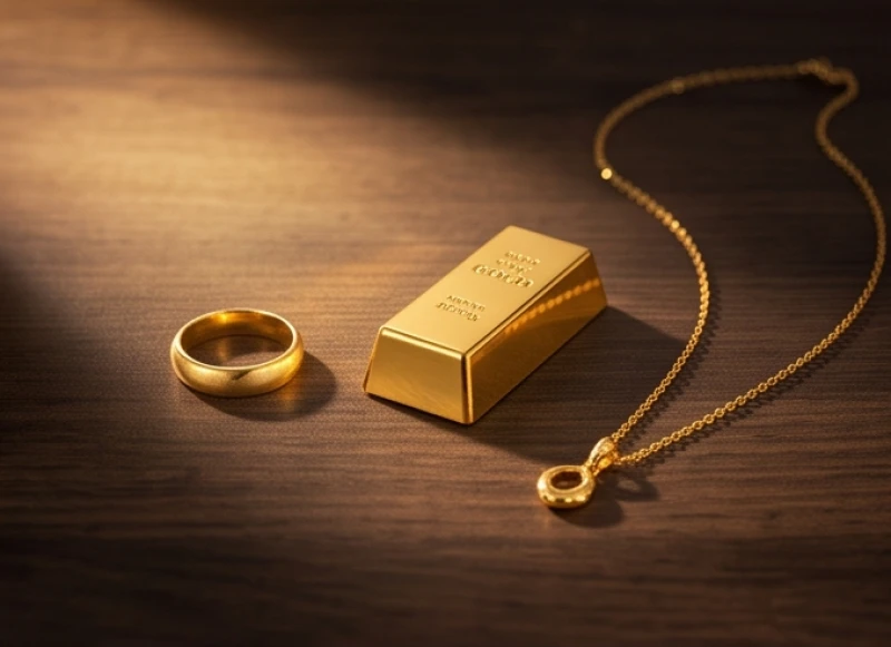 Mơ thấy nhặt được vàng: Điềm báo lành dữ & con số may mắn 3 Nhẫn vàng 24K, thỏi vàng và dây chuyền được đặt cạnh nhau mang các ý nghĩa cát hung hoàn toàn khác biệt