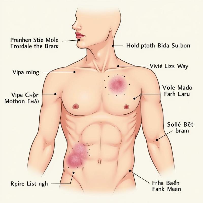 Các vị trí nốt ruồi ở ngực