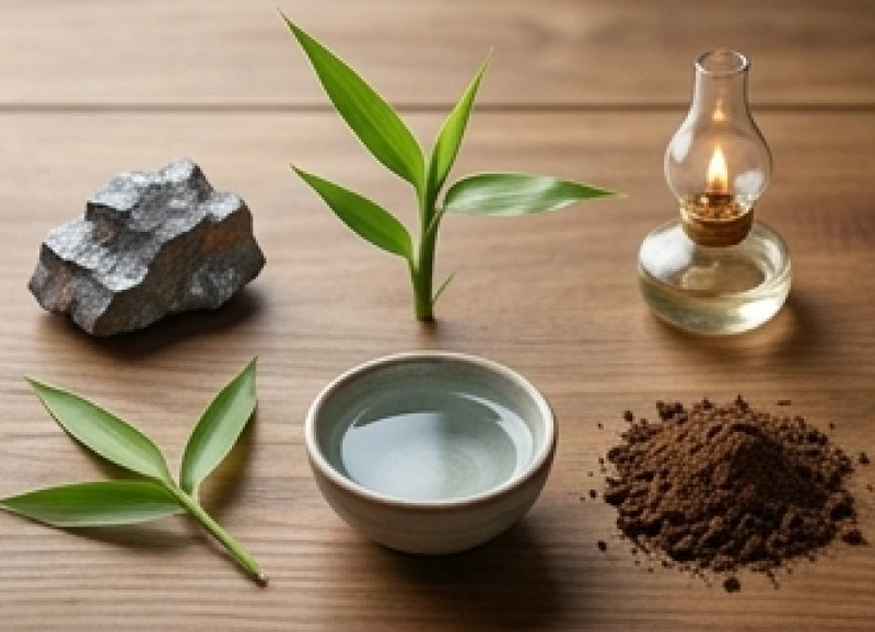 Năm yếu tố vật chất cơ bản của ngũ hành gồm kim loại, cây cối, nước, ngọn lửa và đất đai
