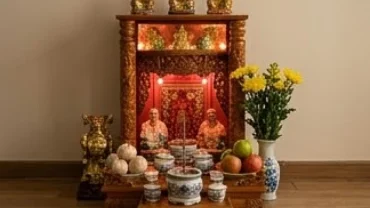 Bàn thờ Thần Tài Thổ Địa bài trí chuẩn phong thủy dành cho người tuổi Mão với đầy đủ vật phẩm