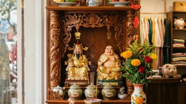 Sơ đồ chuẩn và cách bài trí bàn thờ thần tài cho tuổi tuất giúp thu hút vượng khí tại cửa hàng