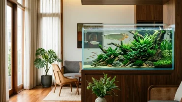 Mẫu thiết kế và cách bố trí bể cá trong nhà hợp tuổi dần giúp thu hút vượng khí tại không gian phòng khách