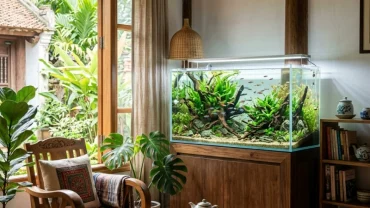 Một thiết kế thủy sinh minh họa cách bố trí bể cá trong nhà hợp tuổi Ngọ chuẩn phong thủy