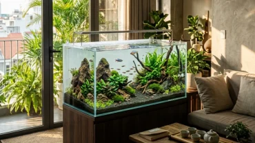 Bể cá phong thủy phòng khách minh họa cách bố trí bể cá trong nhà hợp tuổi thìn giúp cân bằng năng lượng
