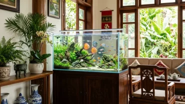 Sơ đồ và cách bố trí bể cá trong nhà hợp tuổi tuất chuẩn phong thủy giúp không gian phòng khách thêm hài hòa
