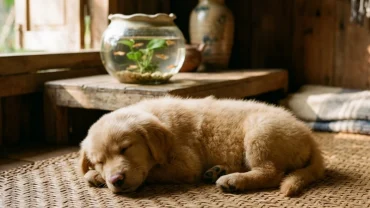 Chú chó lông vàng ngoan ngoãn minh họa cho cách chọn pet hợp tuổi sửu giúp gia chủ tăng vượng khí