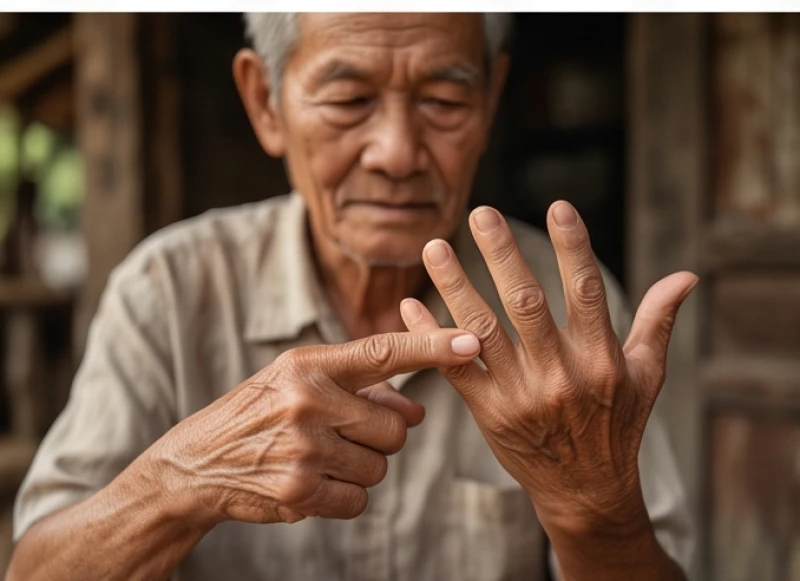 Bàn tay người đang thực hiện cách đếm hạn hoang ốc để tìm cung tốt xấu