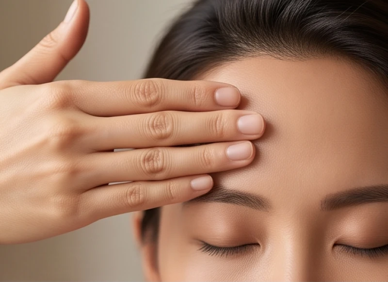 Tướng trán rộng: Cách nhận biết, luận giải vận mệnh và kiểu tóc 3 Thao tác đặt bốn ngón tay khép sát lên vùng trán để xác định tỷ lệ chiều cao đường chân tóc
