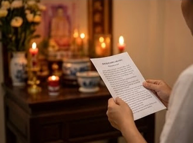 Văn khấn gia tiên Tết Đoan Ngọ: Bản chuẩn cổ truyền & bản rút gọn 9 Gia chủ chắp tay thành kính đọc bài văn khấn truyền thống trước bàn thờ gia tiên