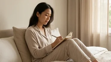 Người phụ nữ áp dụng cách ghi nhớ giấc mơ sau khi thức dậy bằng việc ghi chép vào sổ tay