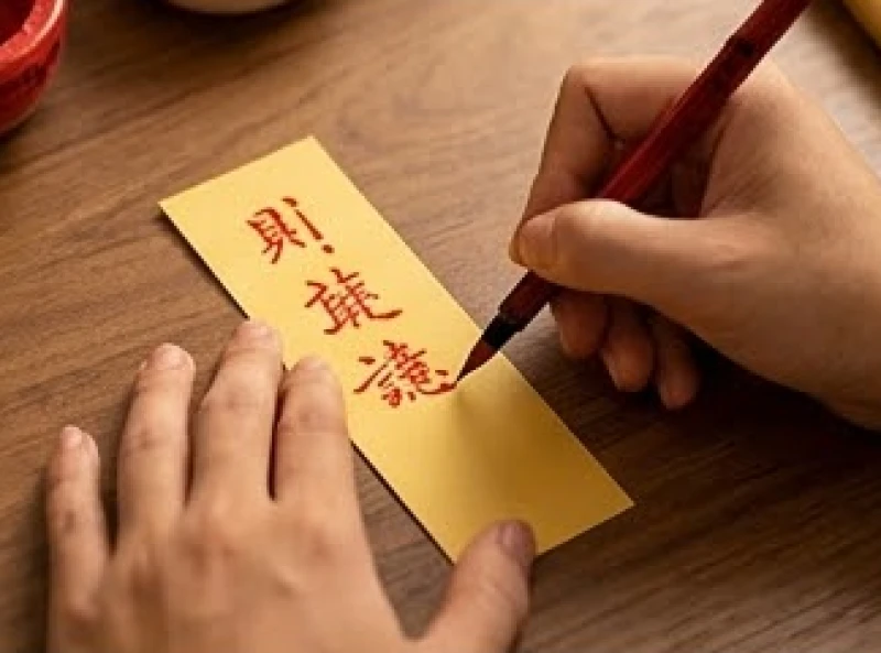 Tờ dị hiệu Thần Linh được ghi nắn nót bằng bút mực đỏ với danh xưng Thành Hoàng Bản Thổ