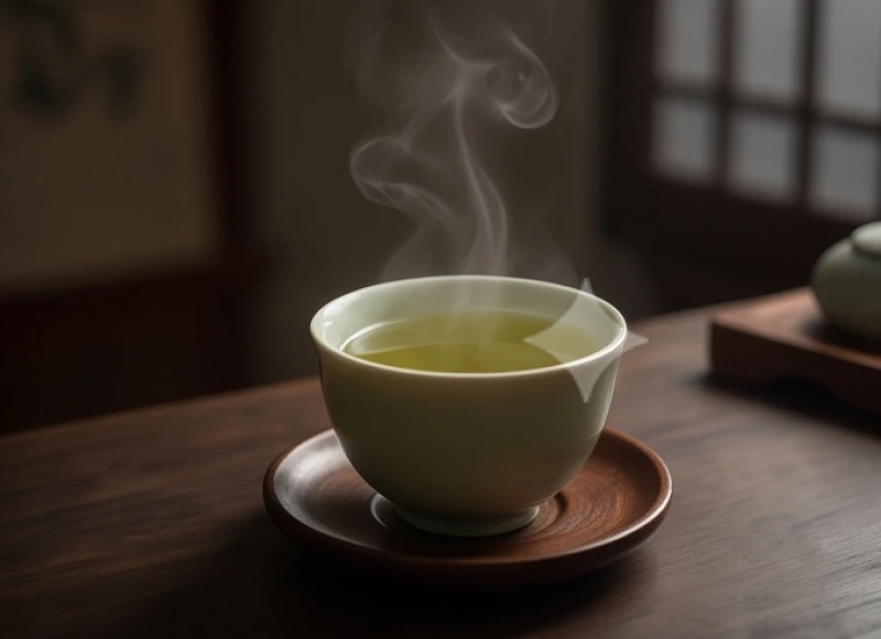 Tách trà mạn đang bốc khói nghi ngút giúp làm dịu tâm trí trong một không gian tĩnh lặng