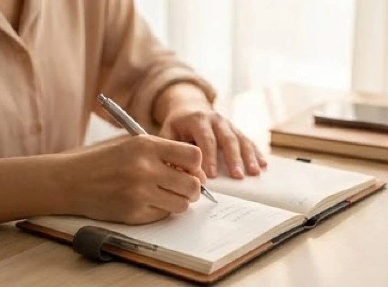 Một người đang ghi chép sổ sách tài chính để quản lý chi tiêu, hạn chế rủi ro hao tài từ nốt ruồi ở tay