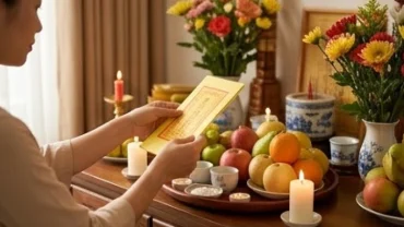 Mâm cúng dâng sao và các vật phẩm phong thủy là cách hóa giải vận hạn cho tuổi Tuất hiệu quả
