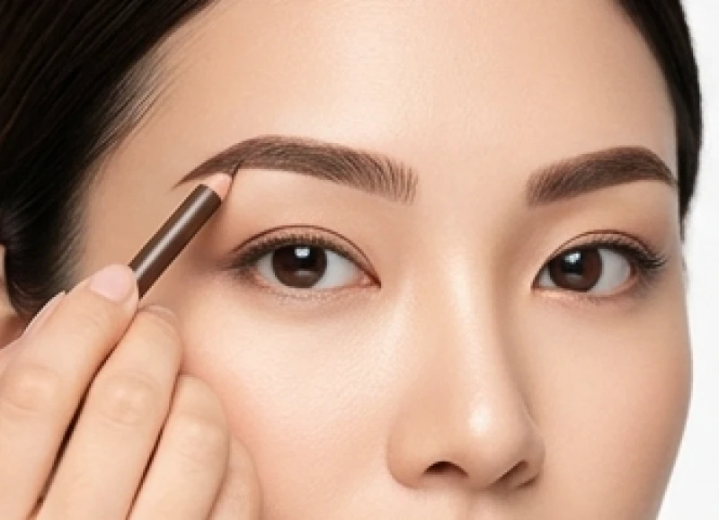 Sử dụng chì trang điểm phẩy sợi nhẹ nhàng để hoàn thiện tướng lông mày lá liễu sắc nét
