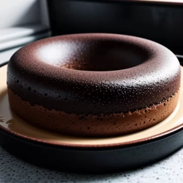 Bánh flan bông lan chocolate sau khi hấp chín