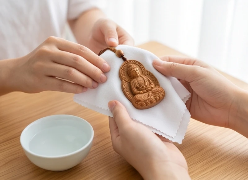 Dùng chiếc khăn vải mềm thấm nước muối để nhẹ nhàng lau chùi và tẩy uế vật phẩm phong thủy