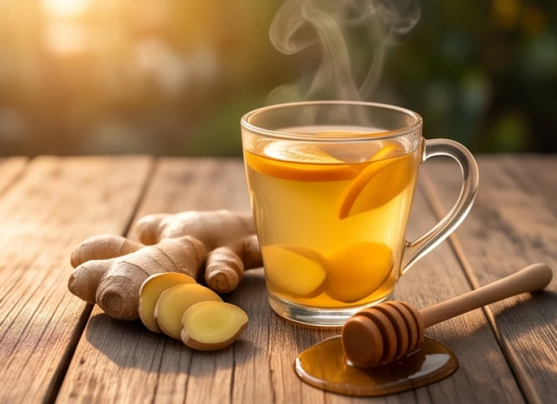 Cốc trà gừng mật ong ấm nóng giúp làm dịu nhanh niêm mạc dạ dày đang bị co thắt