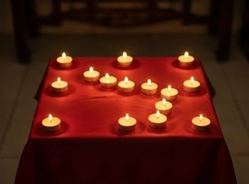 Sơ đồ bố trí 9 ngọn nến theo đúng hình dáng chòm sao La Hầu trên bàn lễ quay về hướng Chính Bắc