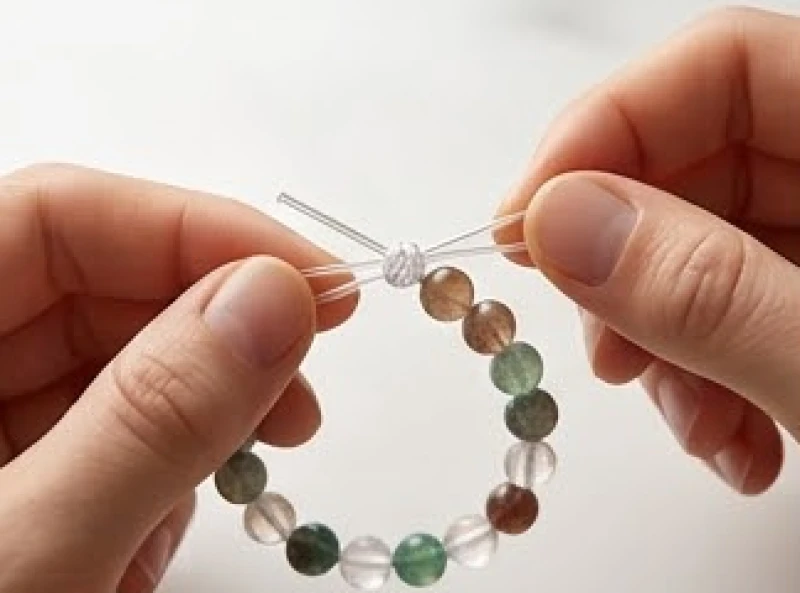 Đứt vòng tay là điềm gì: Giải mã điềm báo và cách xử lý chuẩn 9 Ngón tay thực hiện thao tác thắt nút kép chắc chắn để cố định hai đầu dây cước của chiếc vòng đá