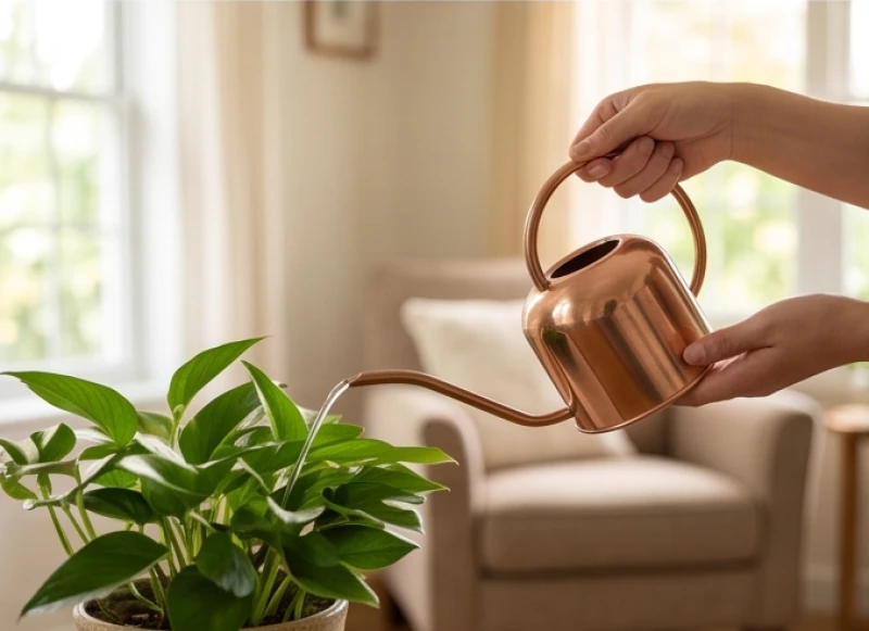 Cây trồng trong nhà hợp tuổi Dần: Ngũ hành và vị trí đặt 9 Sử dụng bình vòi nhỏ để tưới một lượng nước vừa đủ cho cây trồng phòng điều hòa